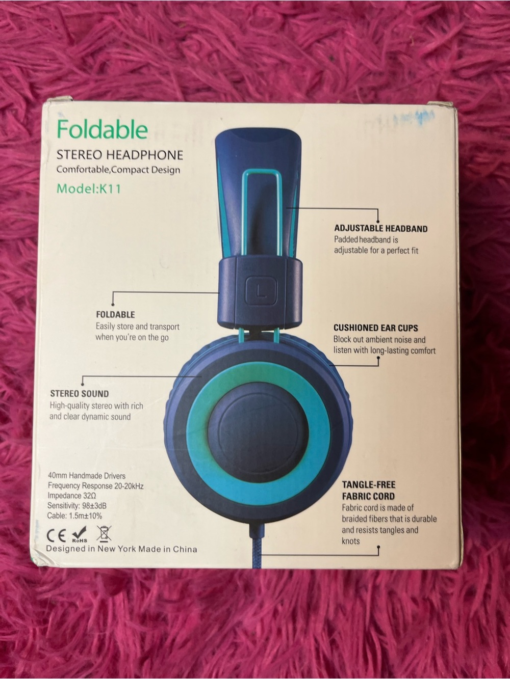 Foldable Kids On-Ear Headphones - Blue/Teal